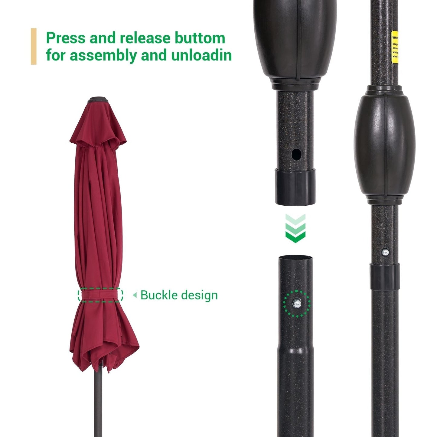 LIVOOSUN 7.5ft Steel Patio Market Umbrella Tilt System