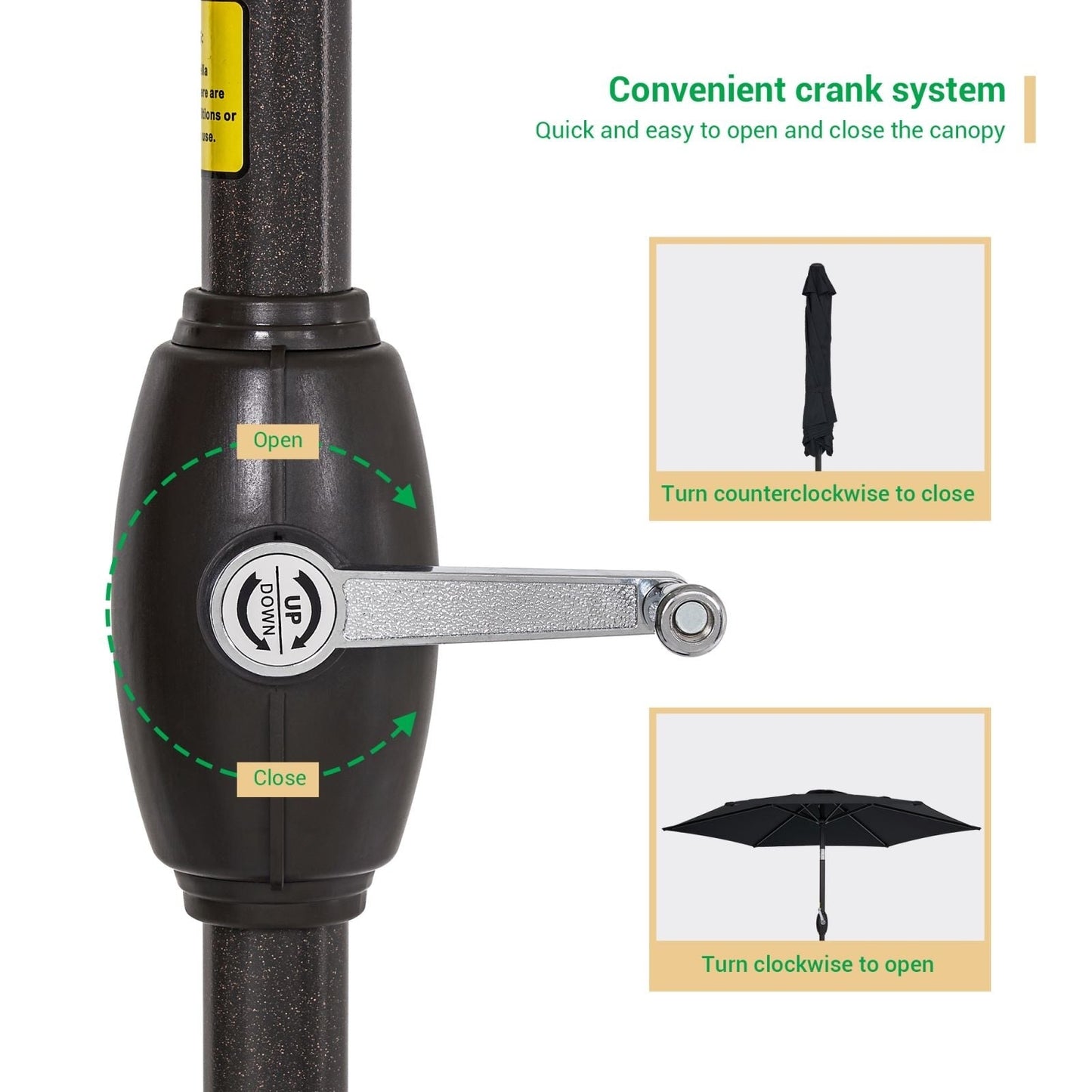 LIVOOSUN 7.5ft Steel Patio Market Umbrella Tilt System