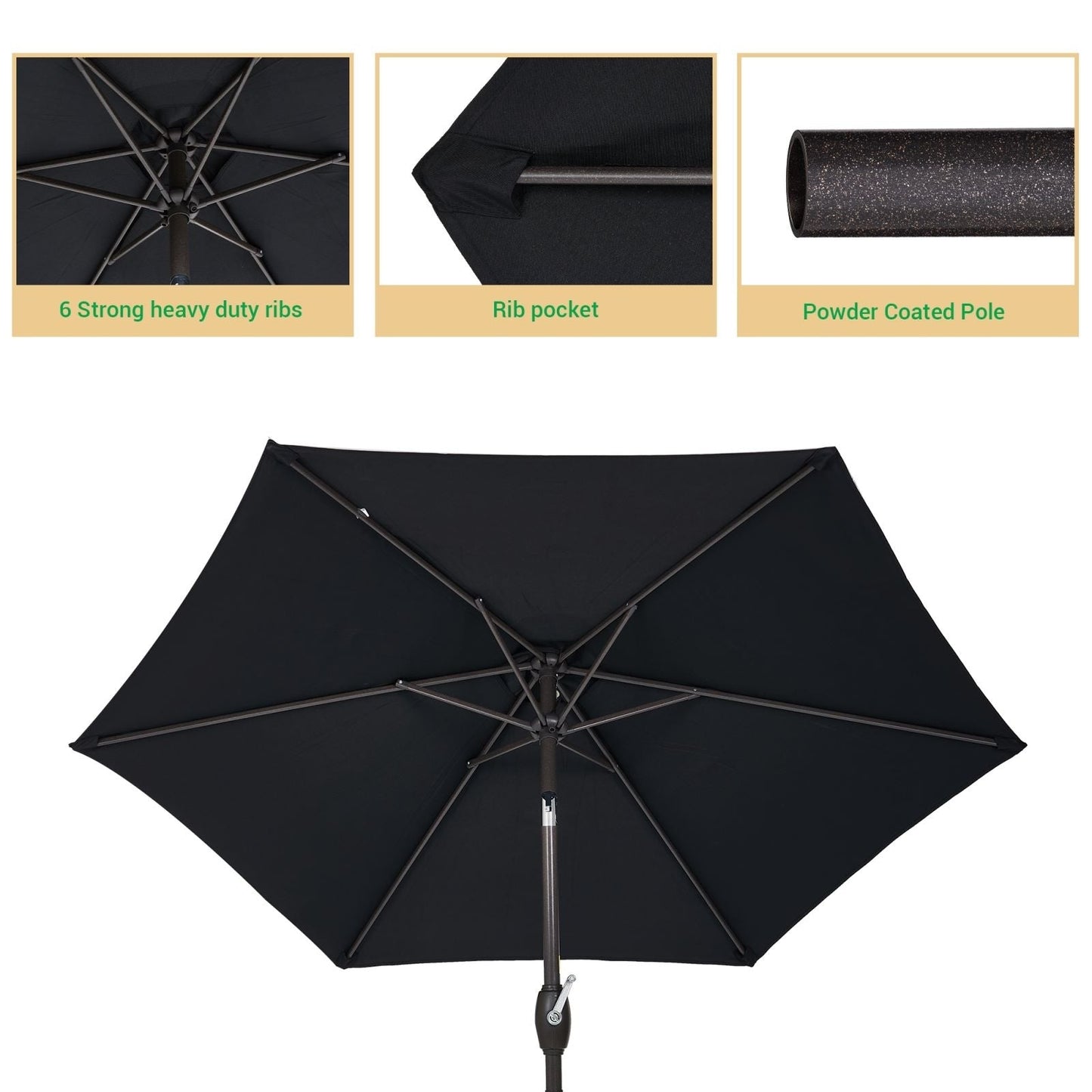 LIVOOSUN 7.5ft Steel Patio Market Umbrella Tilt System