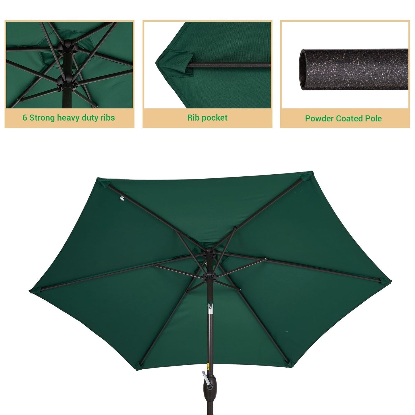 LIVOOSUN 7.5ft Steel Patio Market Umbrella Tilt System