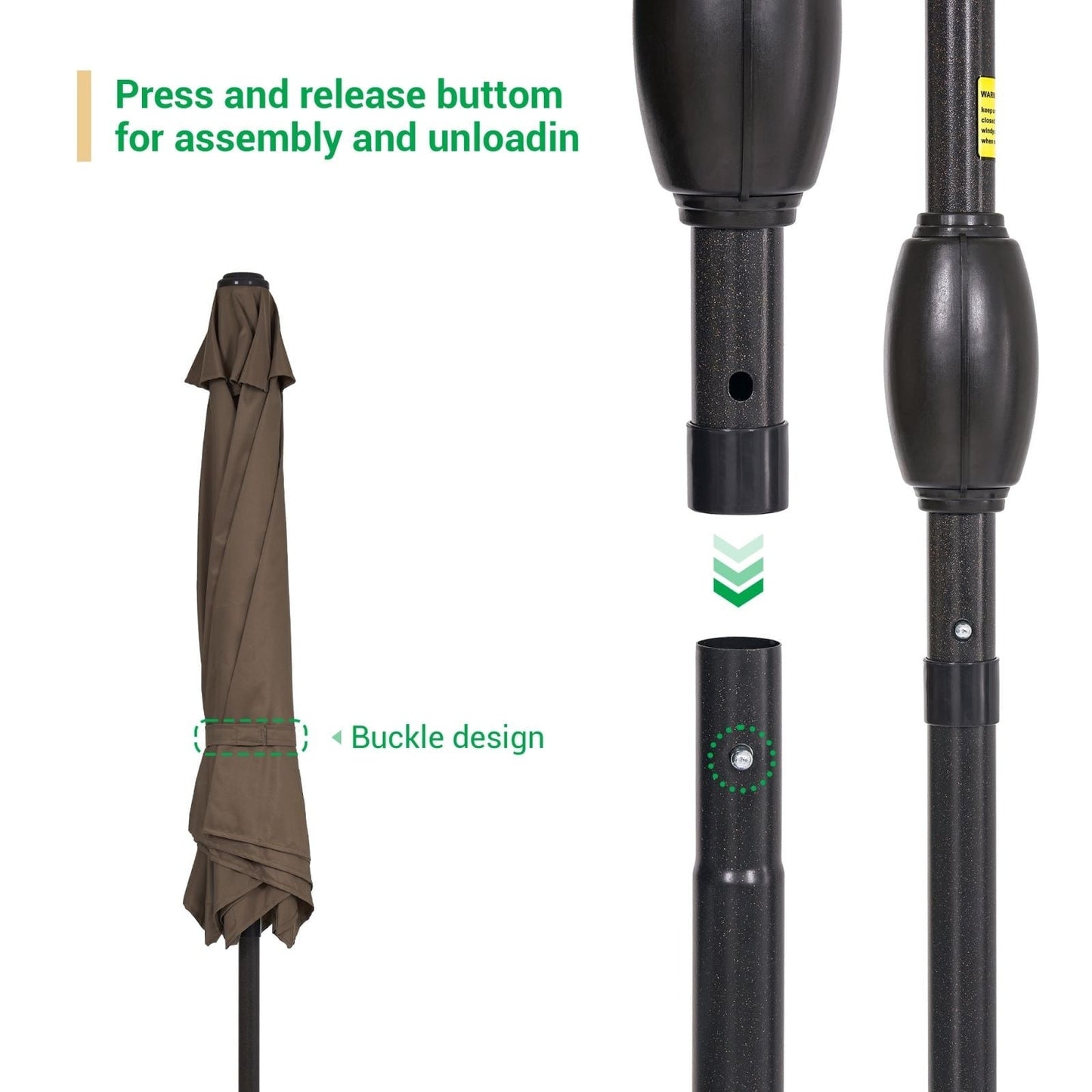 LIVOOSUN 7.5ft Steel Patio Market Umbrella Tilt System