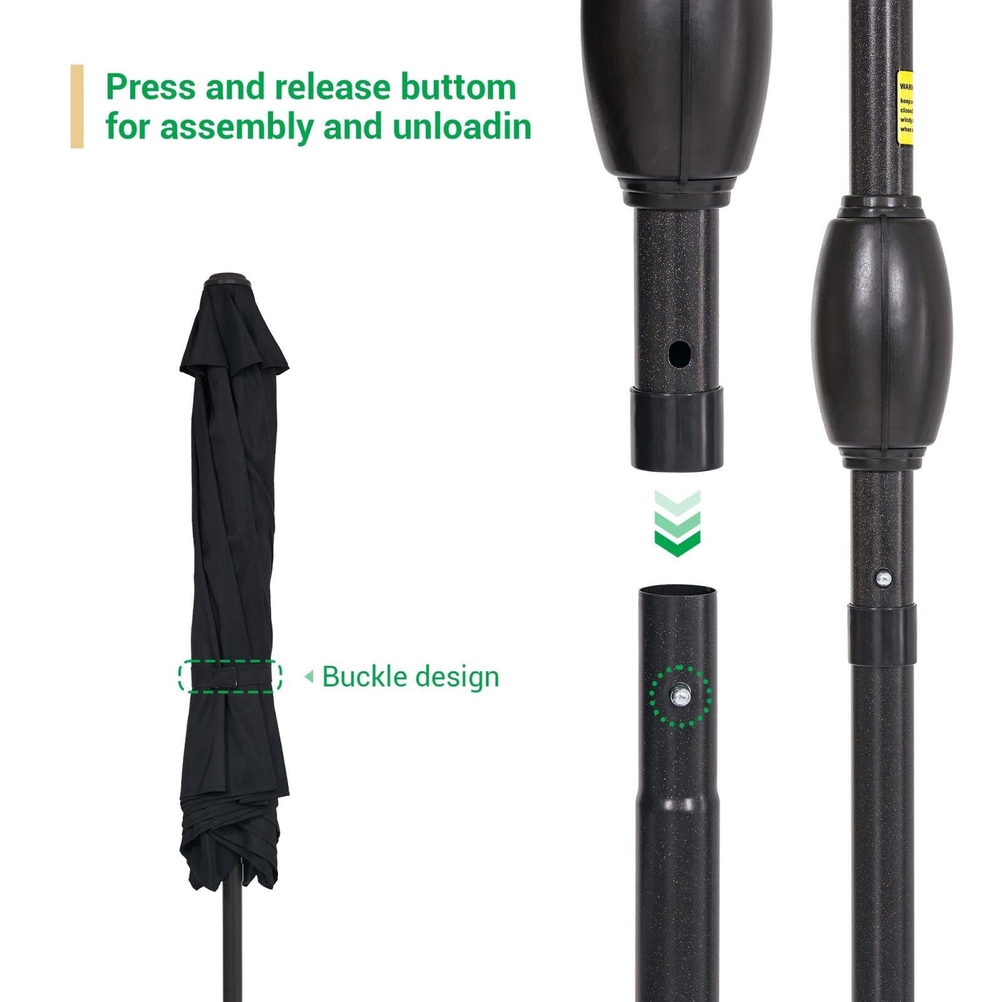 LIVOOSUN 7.5ft Steel Patio Market Umbrella Tilt System