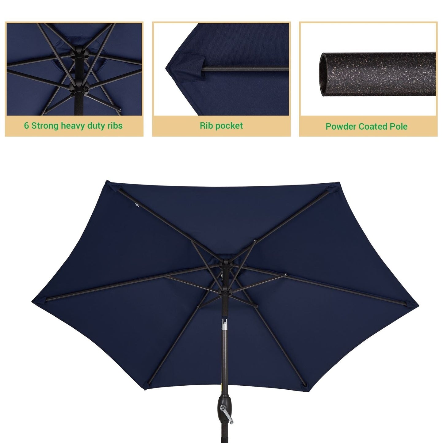 LIVOOSUN 7.5ft Steel Patio Market Umbrella Tilt System