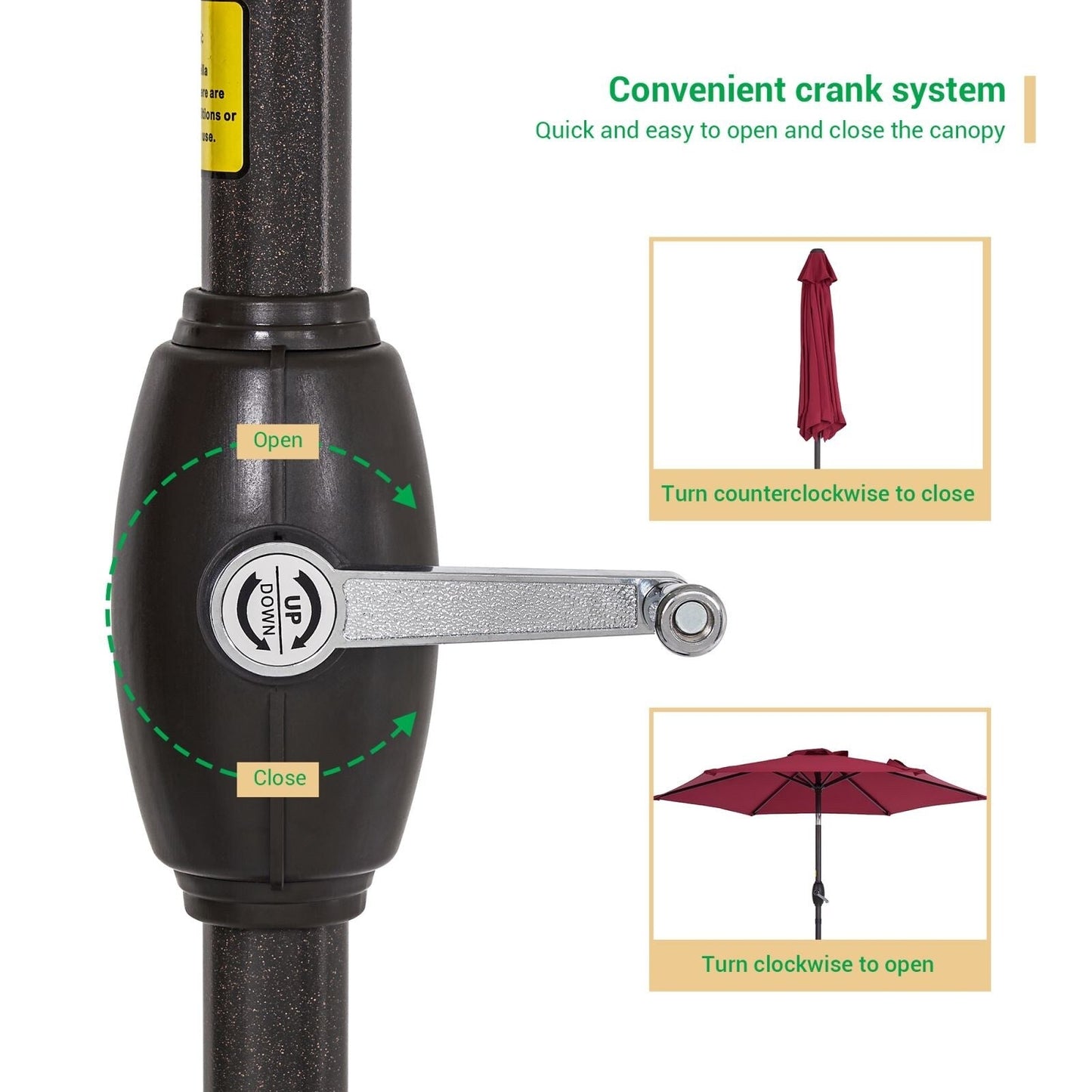 LIVOOSUN 7.5ft Steel Patio Market Umbrella Tilt System