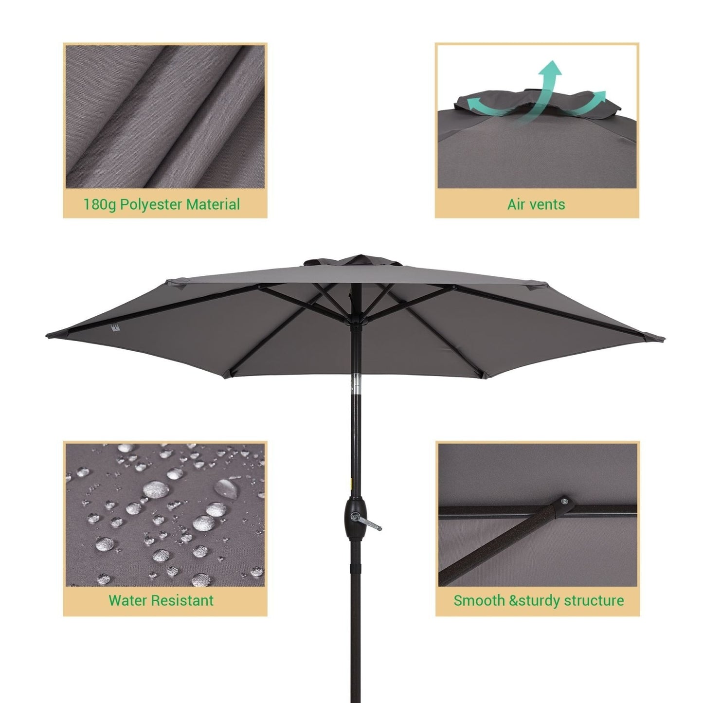 LIVOOSUN 7.5ft Steel Patio Market Umbrella Tilt System