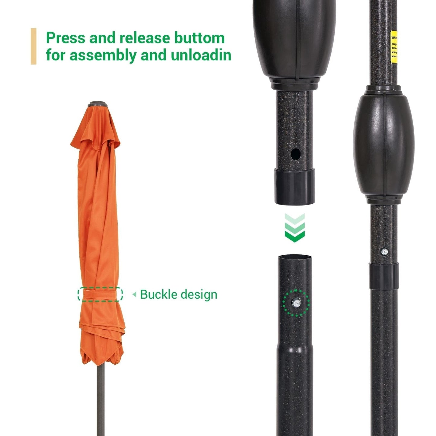 LIVOOSUN 7.5ft Steel Patio Market Umbrella Tilt System