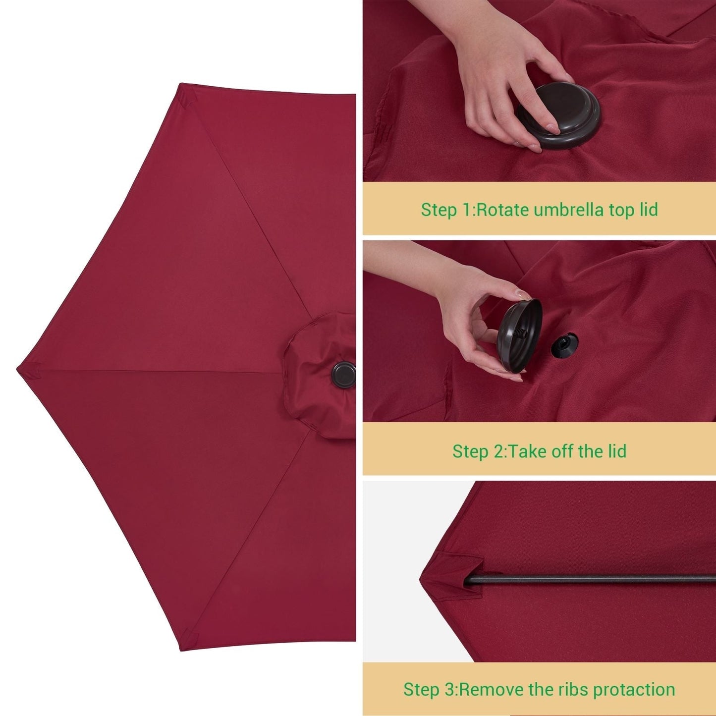 LIVOOSUN 7.5ft Steel Patio Market Umbrella Tilt System