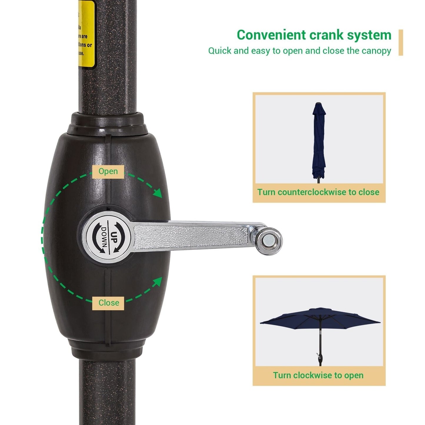 LIVOOSUN 7.5ft Steel Patio Market Umbrella Tilt System