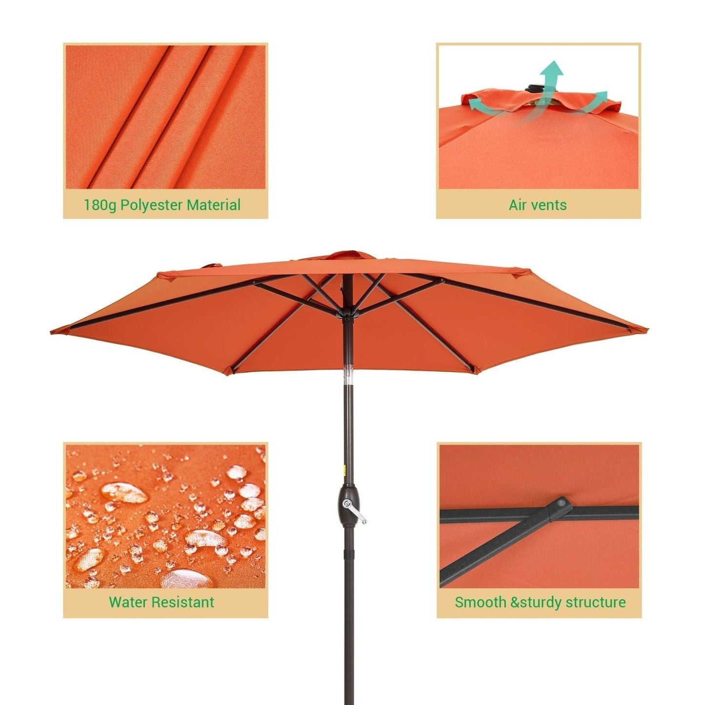 LIVOOSUN 7.5ft Steel Patio Market Umbrella Tilt System