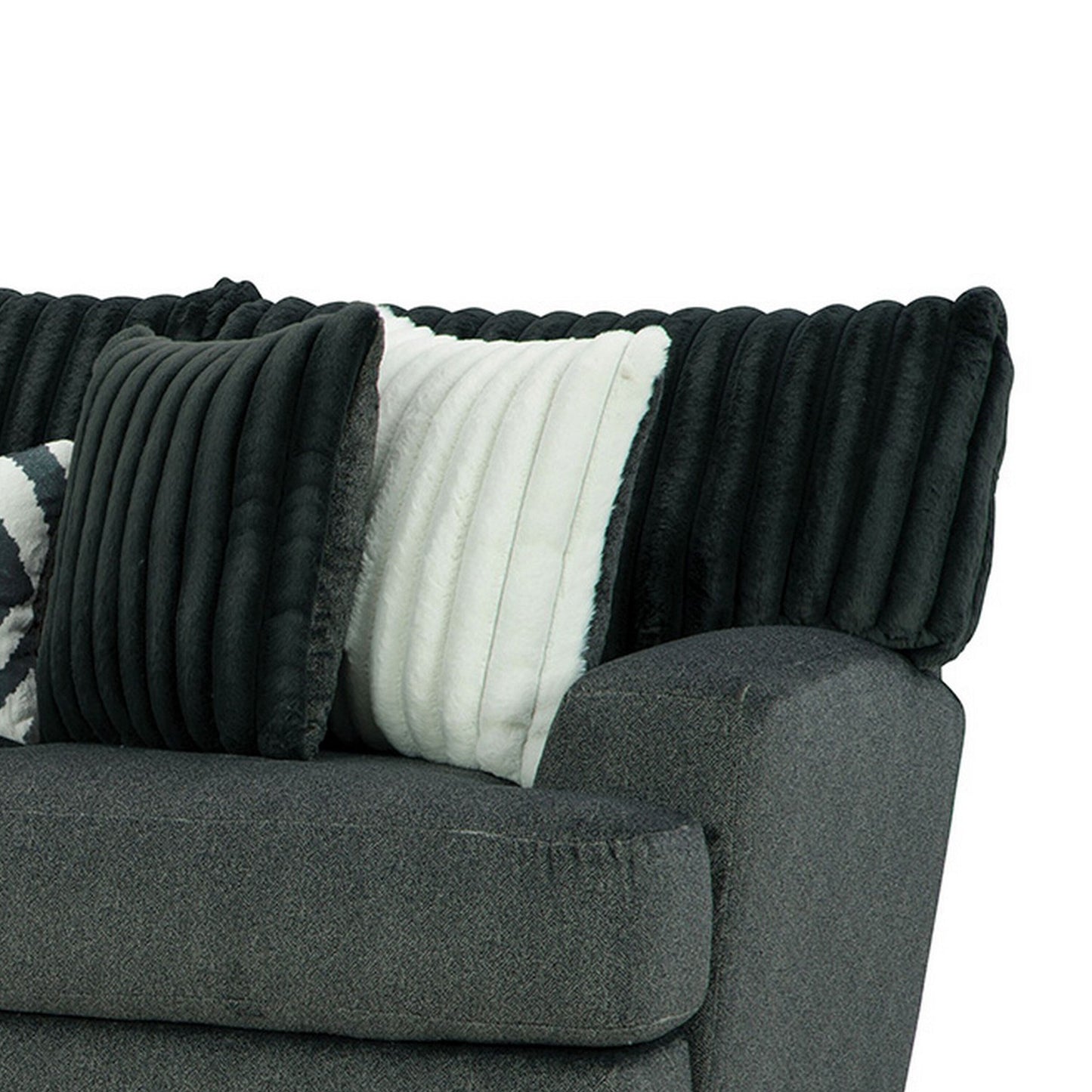 Canapé Laila, 5 coussins décoratifs, 98 pouces, bois massif, chenille gris foncé