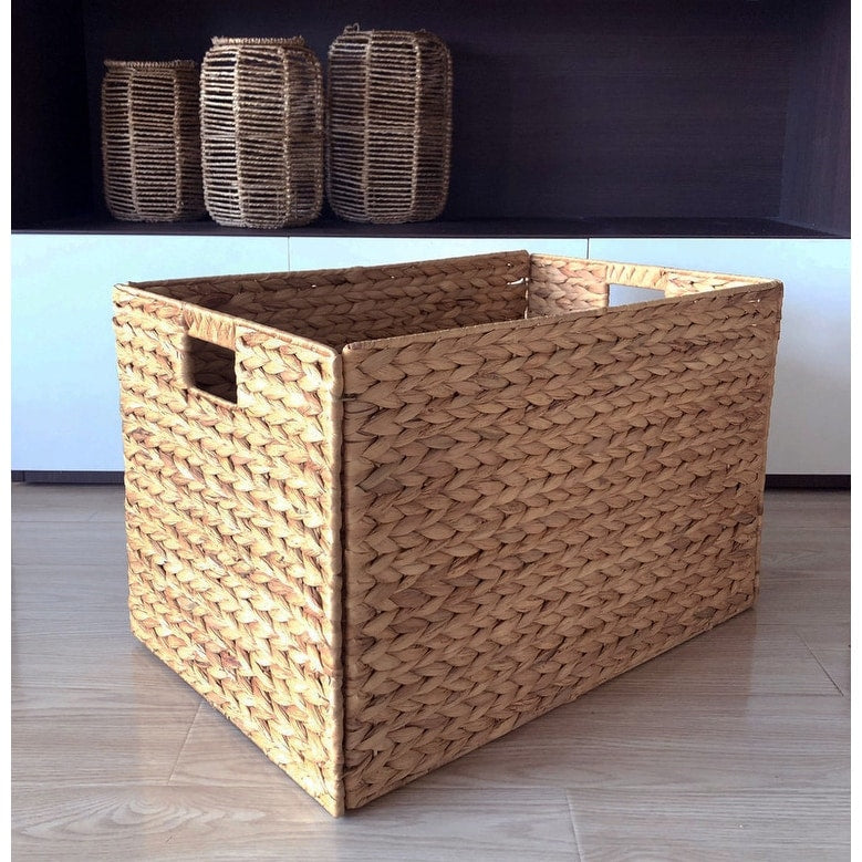 Wicker Seagrass Baskets Hampers Set of 2 Cut Out Handles