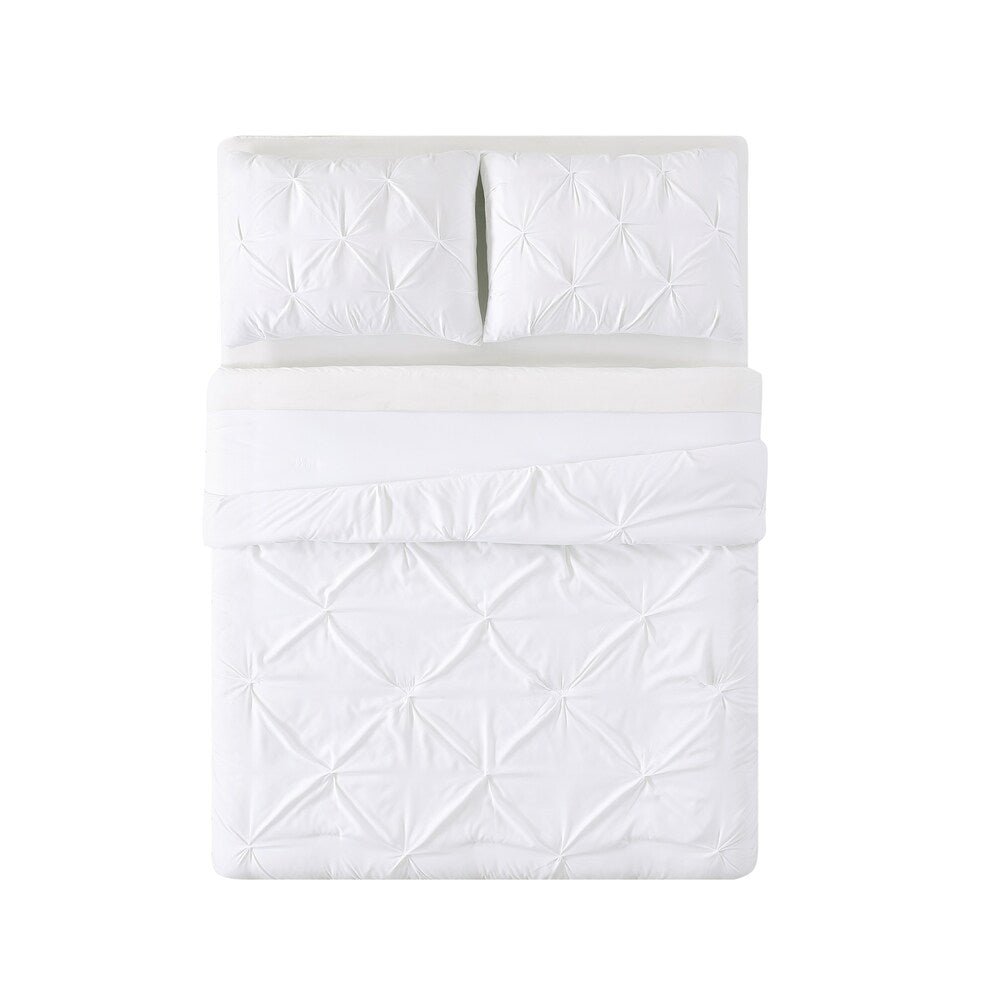 My World Pinch Pleat Solid 3-piece Duvet Set