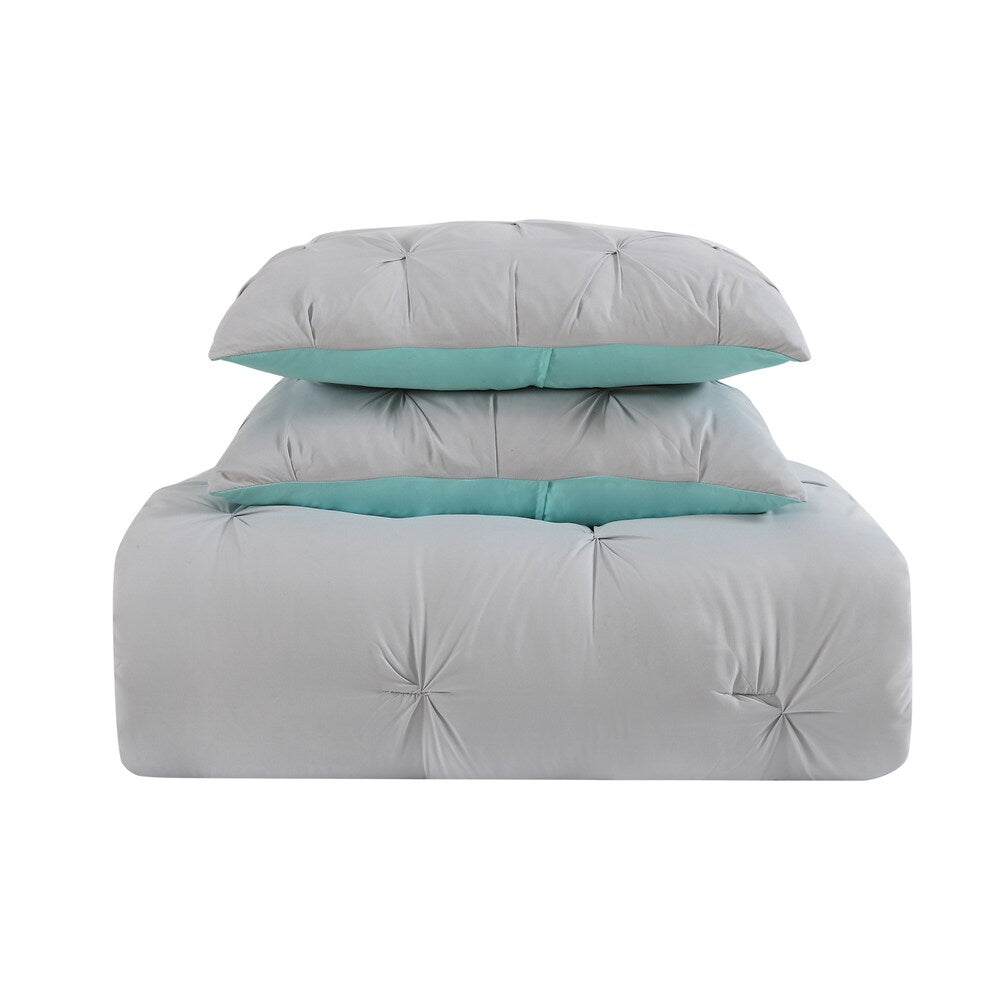 My World Pinch Pleat Solid 3-piece Duvet Set