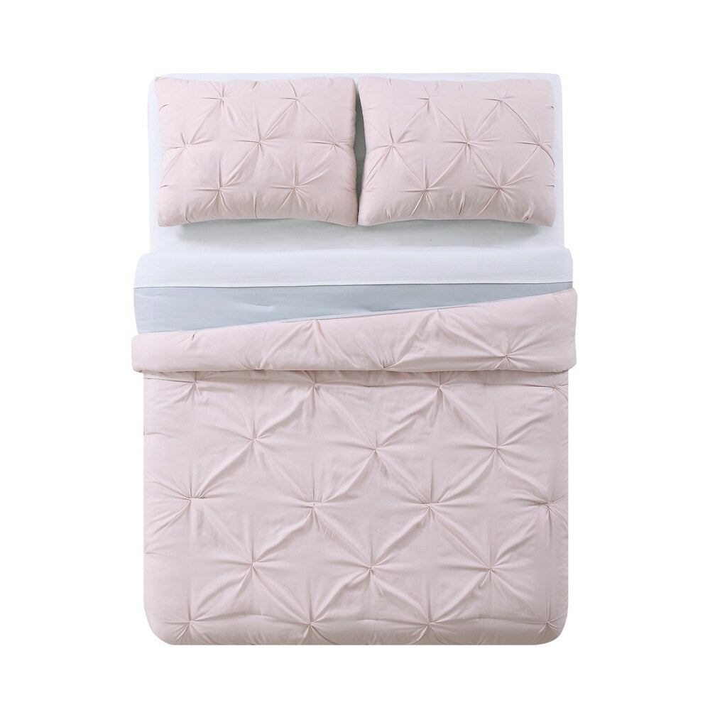My World Pinch Pleat Solid 3-piece Duvet Set
