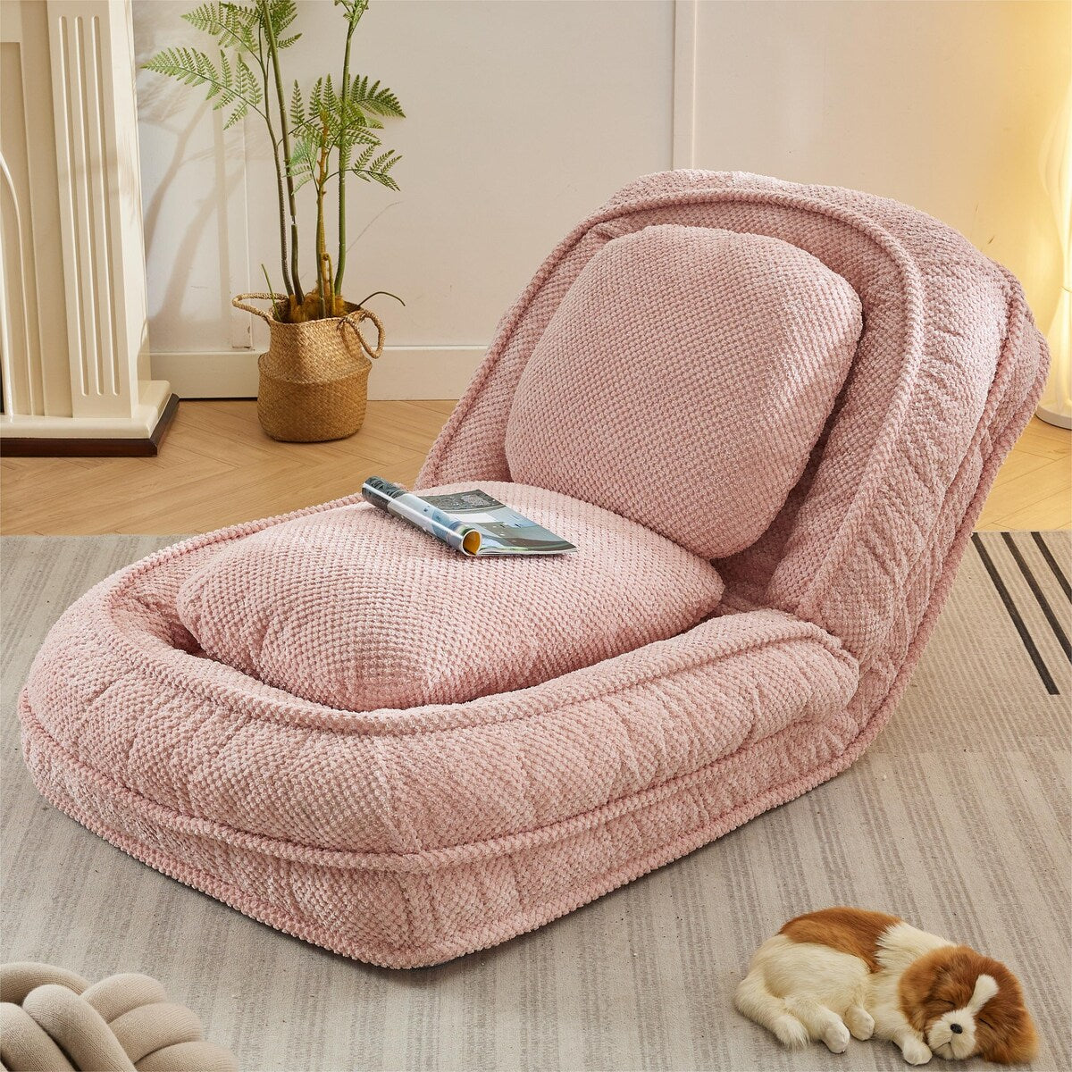 Canapé paresseux, 5 positions réglables, assis, couché, plié, convient pour une chambre ou un salon