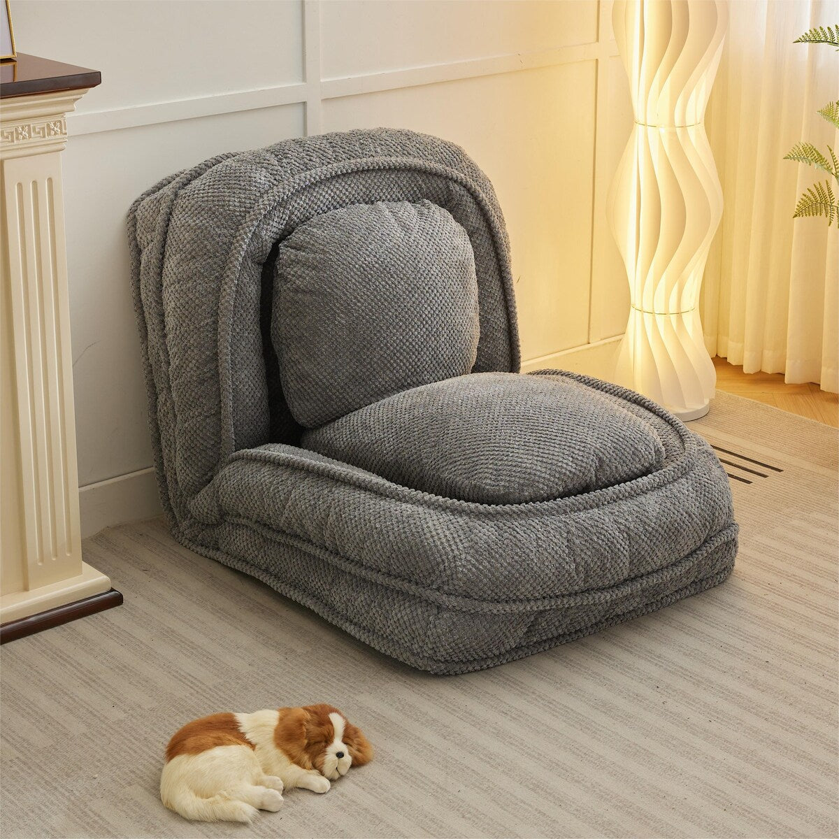 Canapé paresseux, 5 positions réglables, assis, couché, plié, convient pour une chambre ou un salon