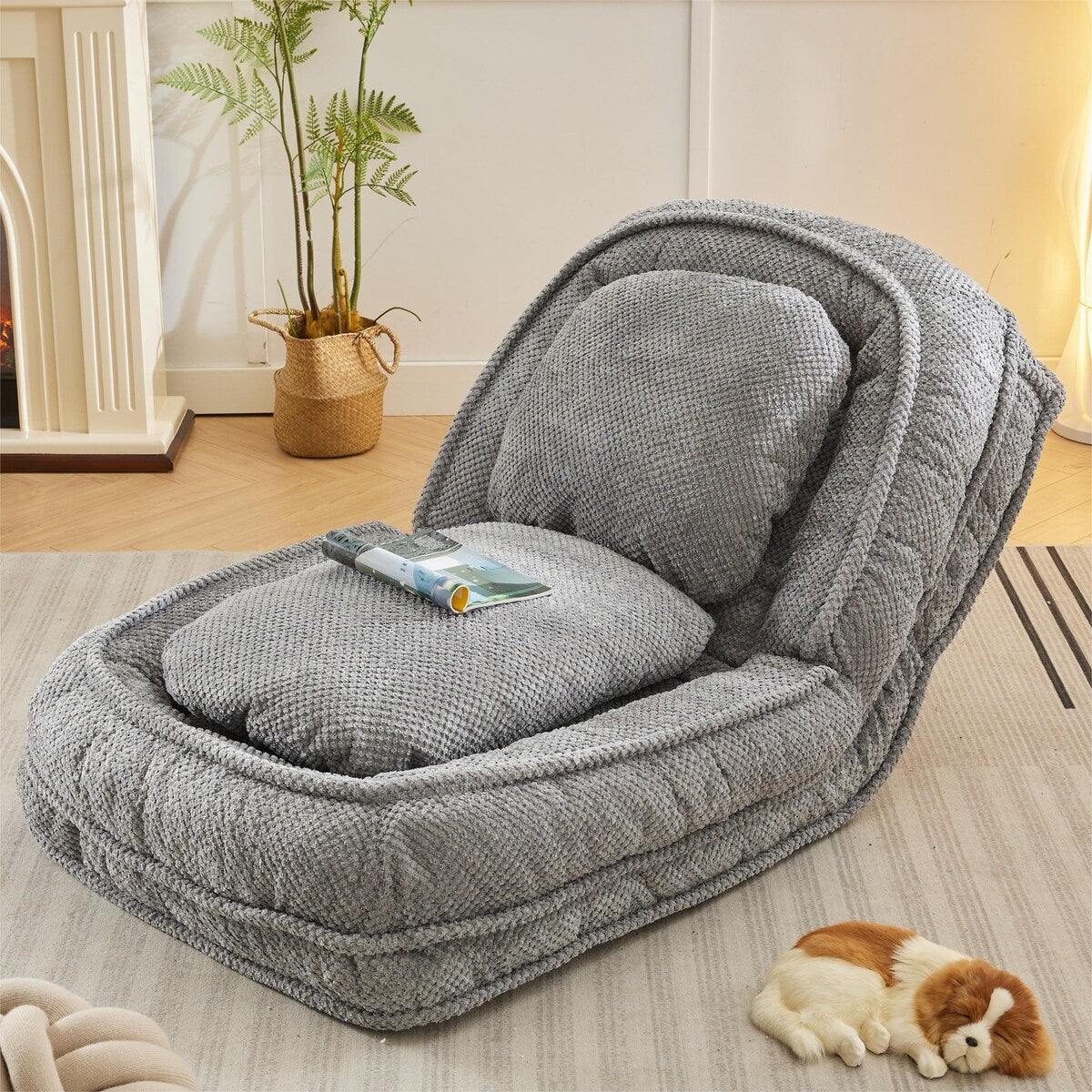 Canapé paresseux, 5 positions réglables, assis, couché, plié, convient pour une chambre ou un salon