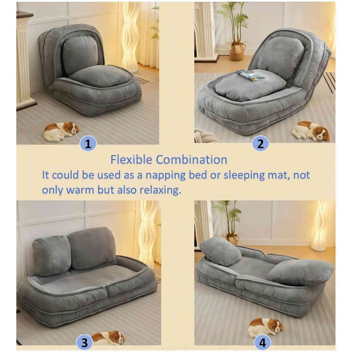 Canapé paresseux, 5 positions réglables, assis, couché, plié, convient pour une chambre ou un salon