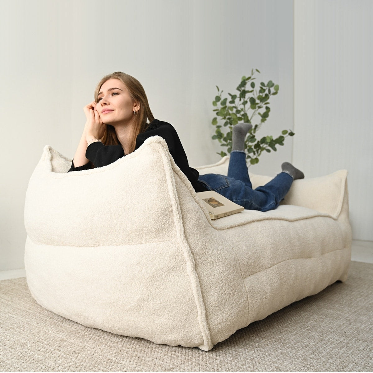 Canapé paresseux en forme de pouf avec mousse à mémoire de forme