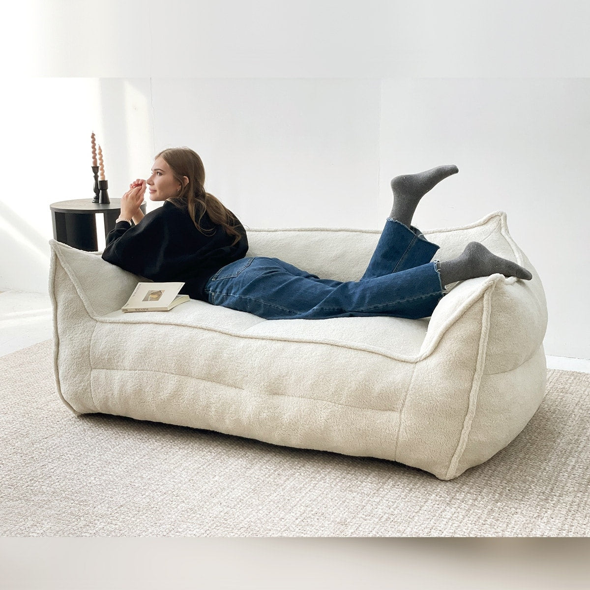 Canapé paresseux en forme de pouf avec mousse à mémoire de forme