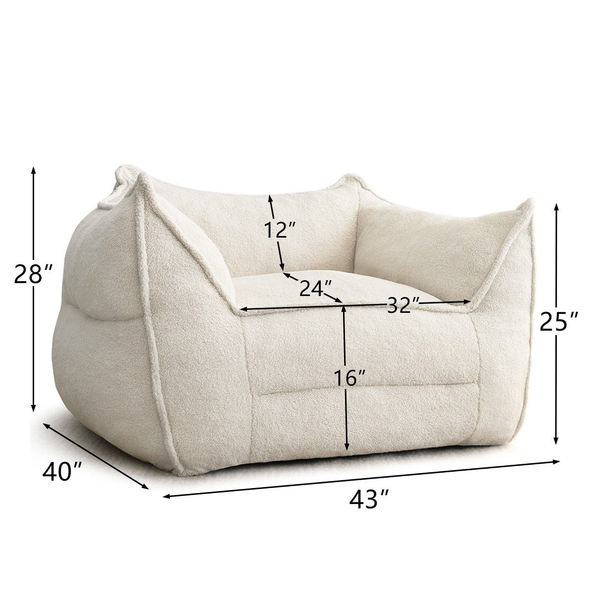 Canapé paresseux en forme de pouf avec mousse à mémoire de forme