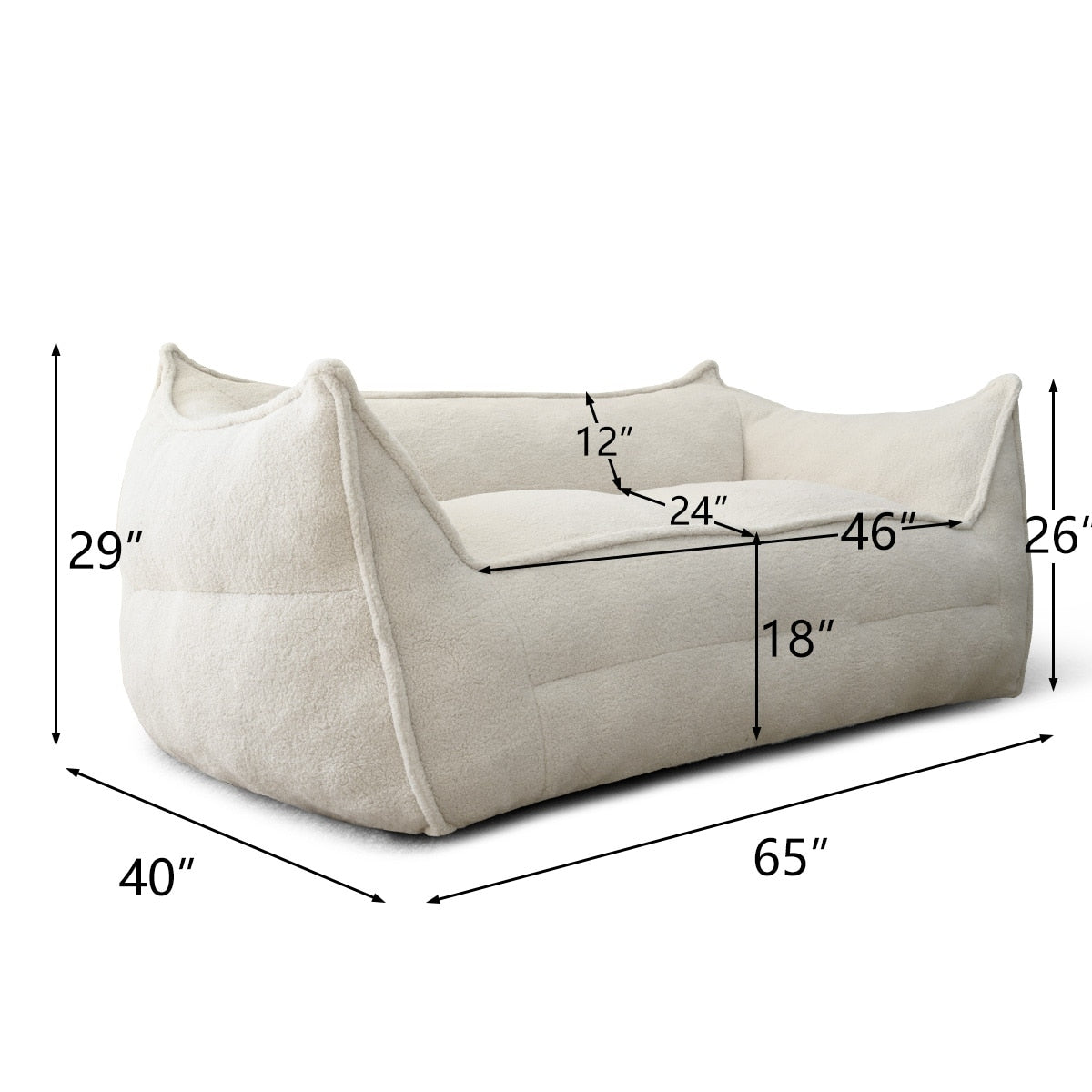 Canapé paresseux en forme de pouf avec mousse à mémoire de forme