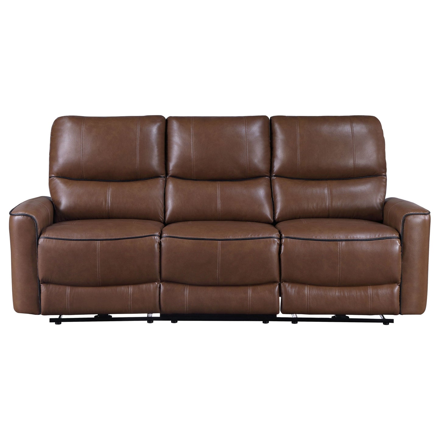 Canapé inclinable électrique Lima, similicuir marron, port USB, coussins, 83 pouces