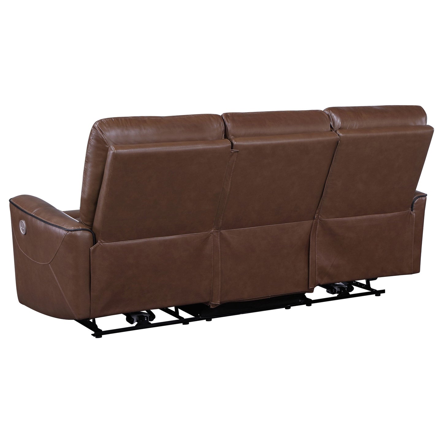 Canapé inclinable électrique Lima, similicuir marron, port USB, coussins, 83 pouces