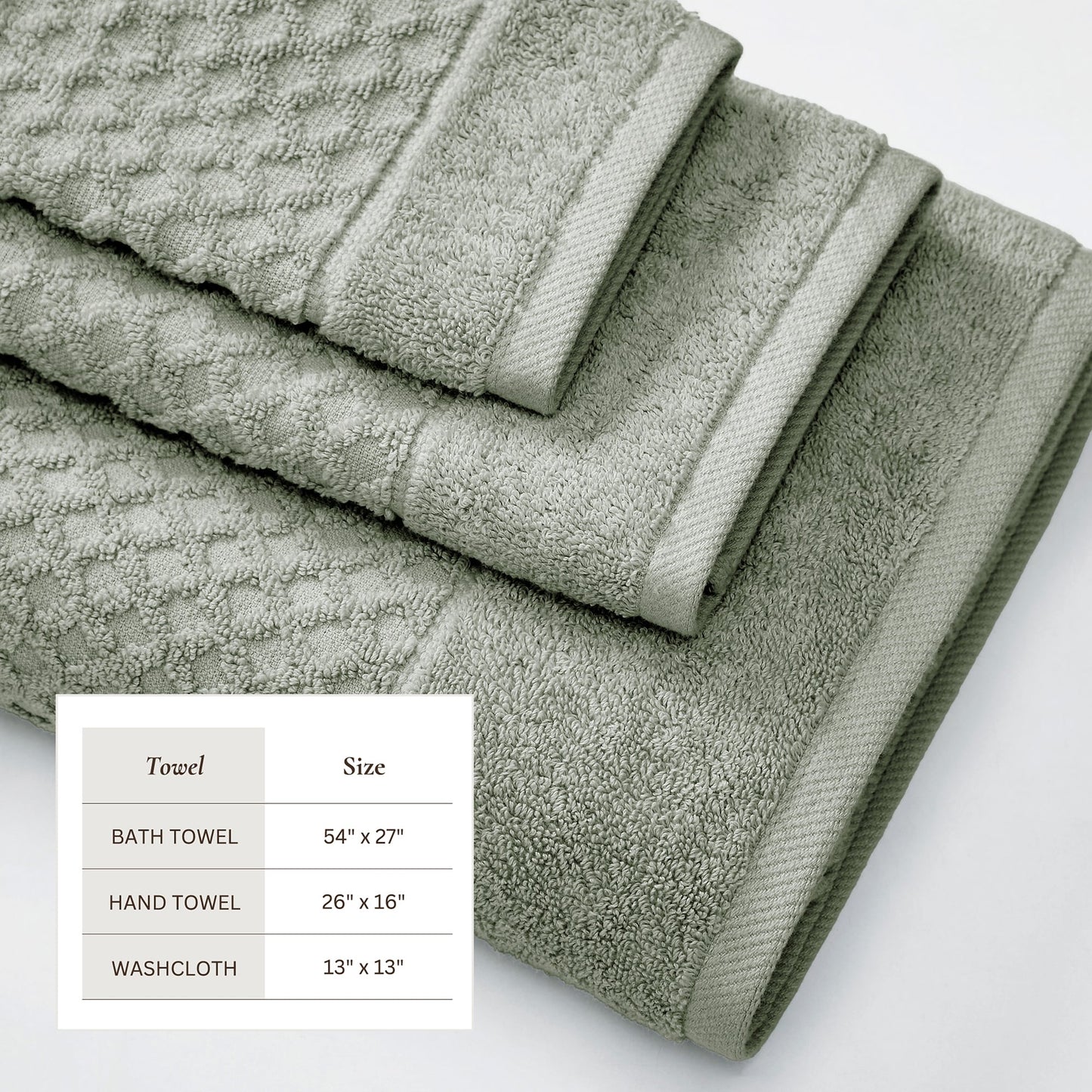 Linery & Co. Cotton Diamond Waffle Texture Bath Towels.