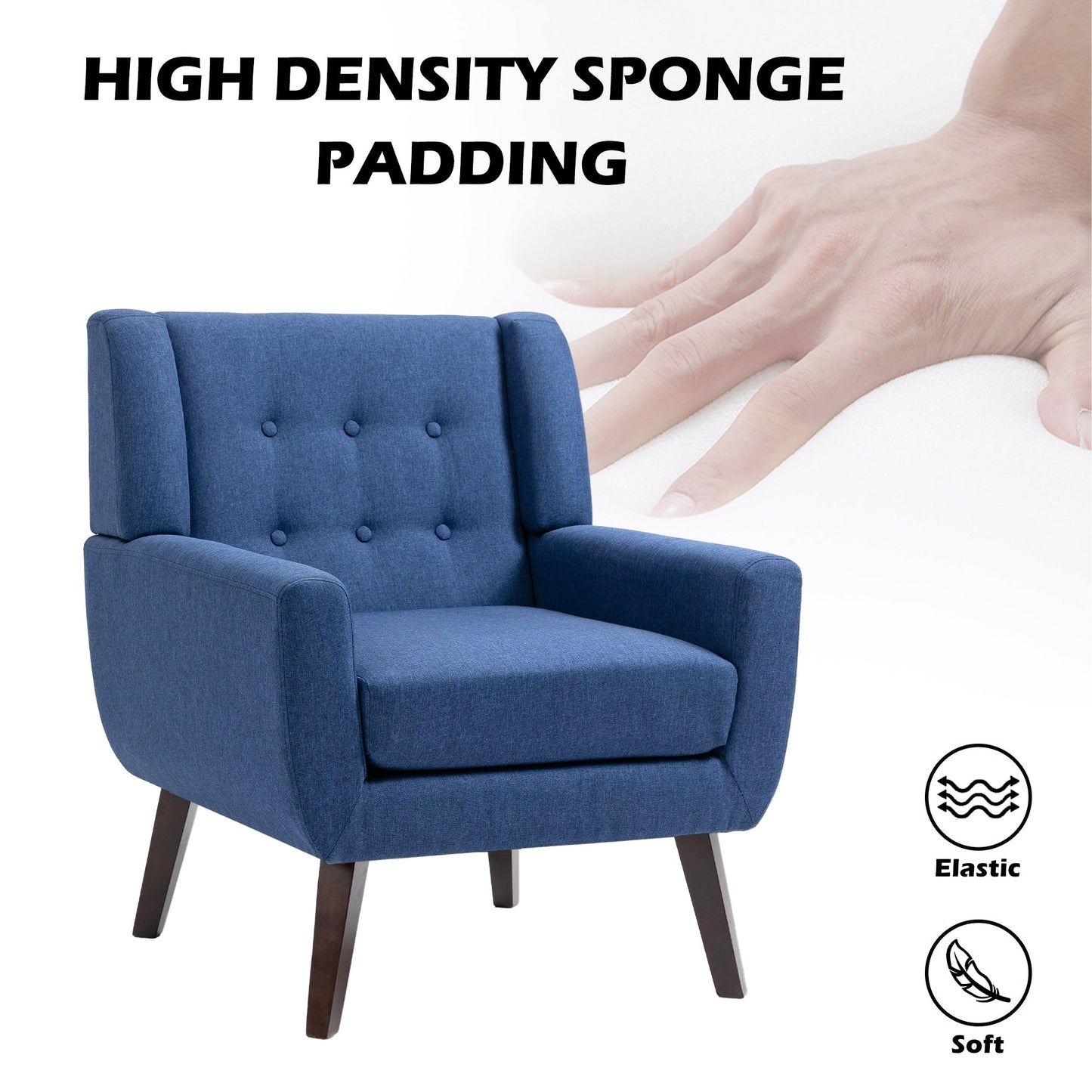 Cotton/ Linen Look Fabric Modern Accent Chair Armchair
