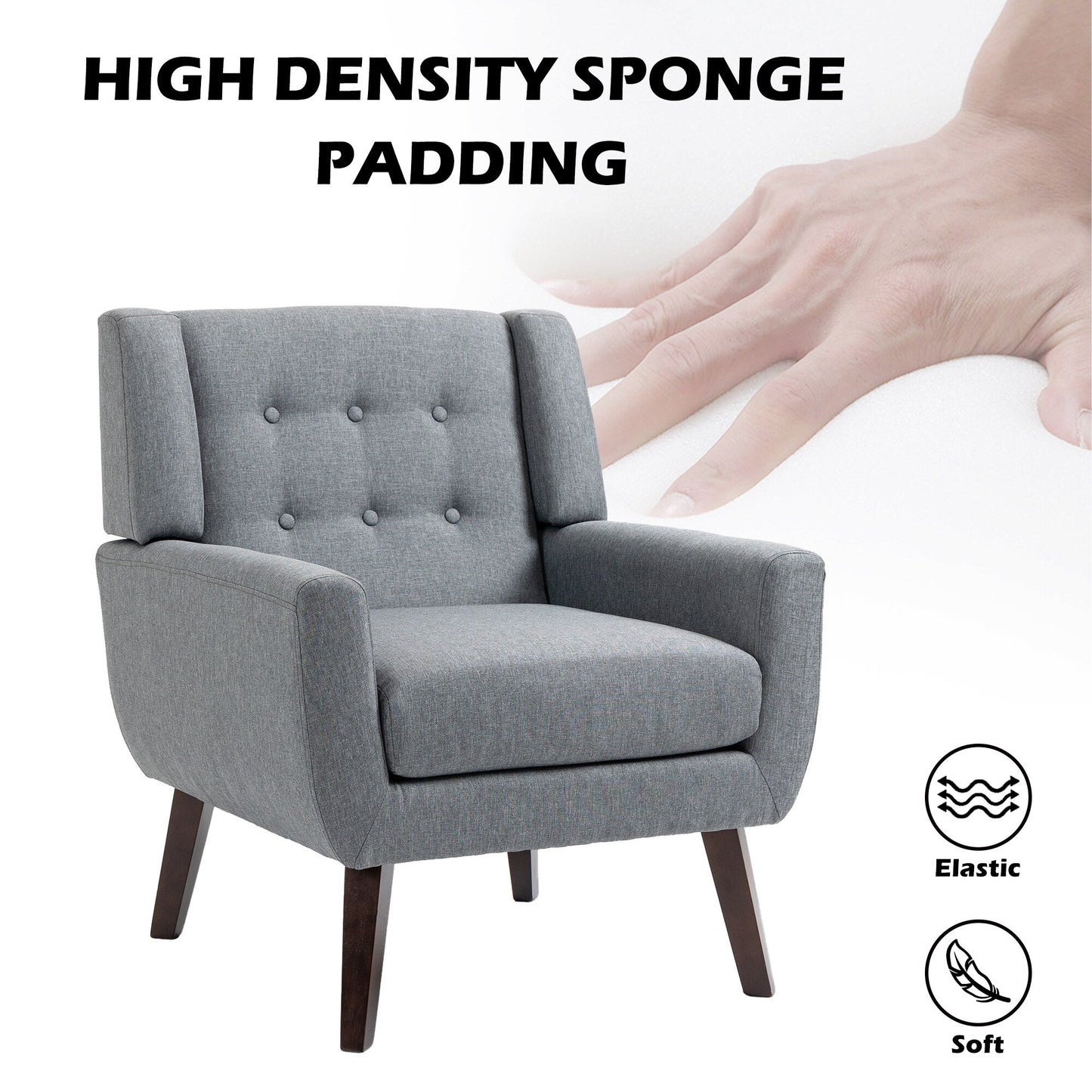 Cotton/ Linen Look Fabric Modern Accent Chair Armchair