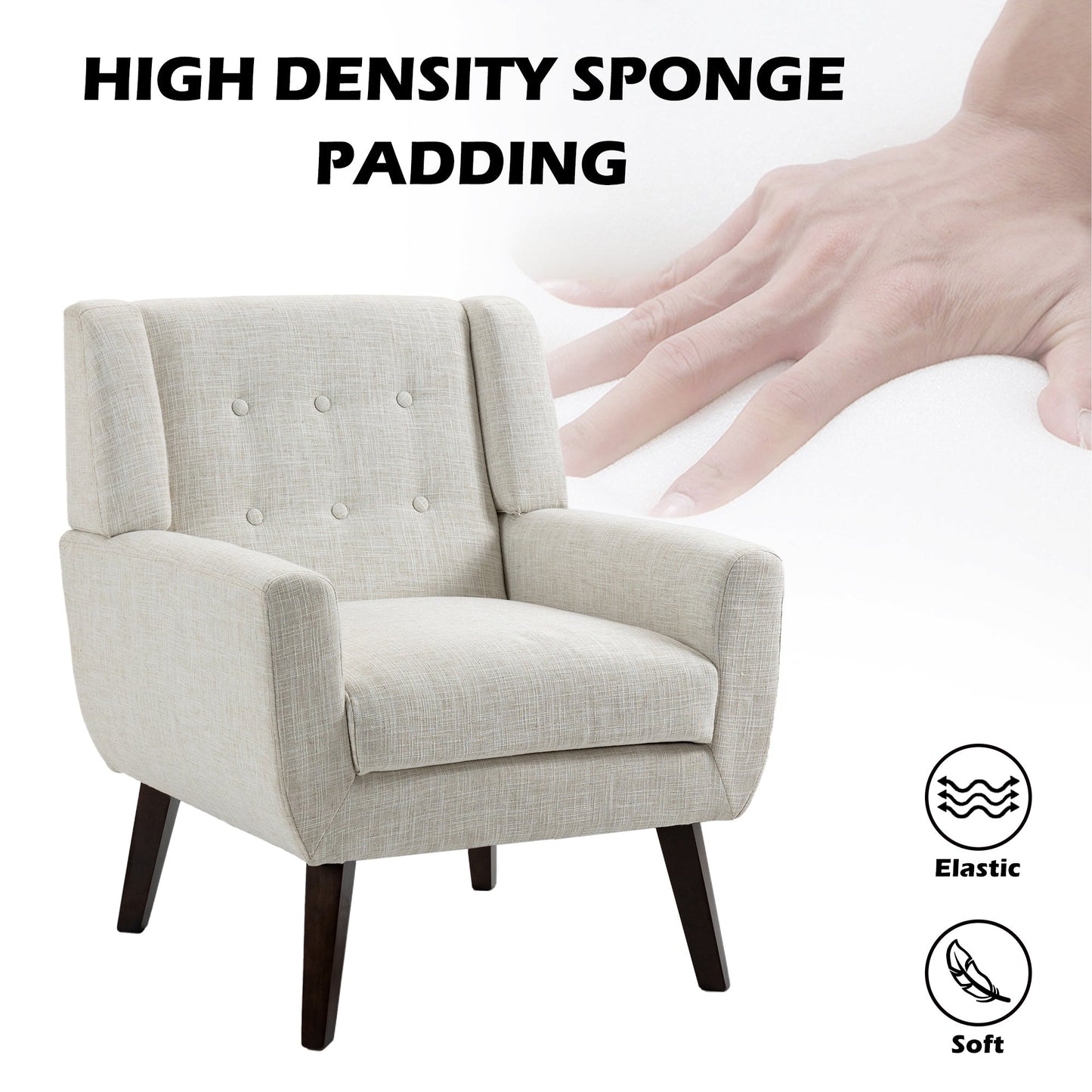 Cotton/ Linen Look Fabric Modern Accent Chair Armchair
