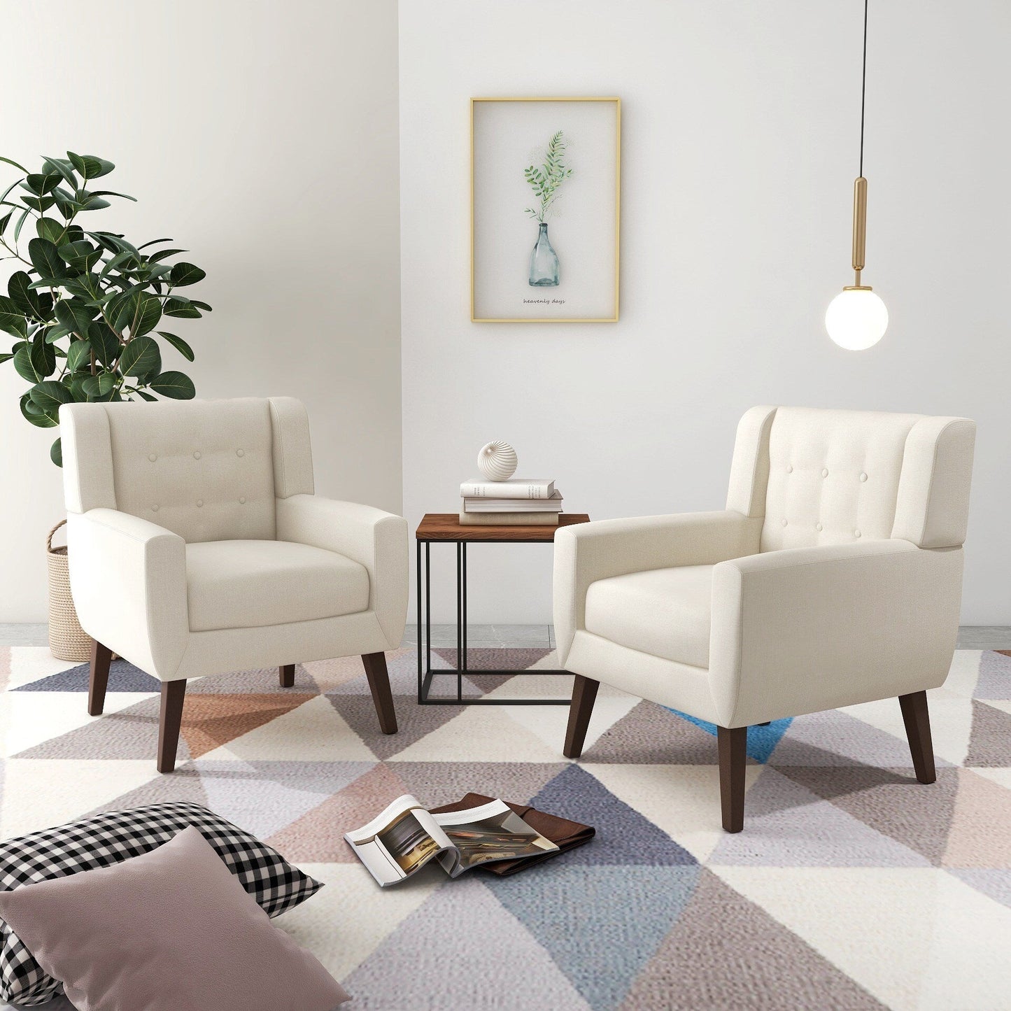Cotton/ Linen Look Fabric Modern Accent Chair Armchair