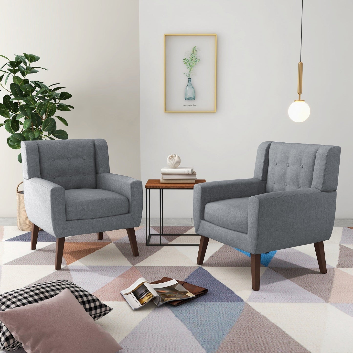 Cotton/ Linen Look Fabric Modern Accent Chair Armchair