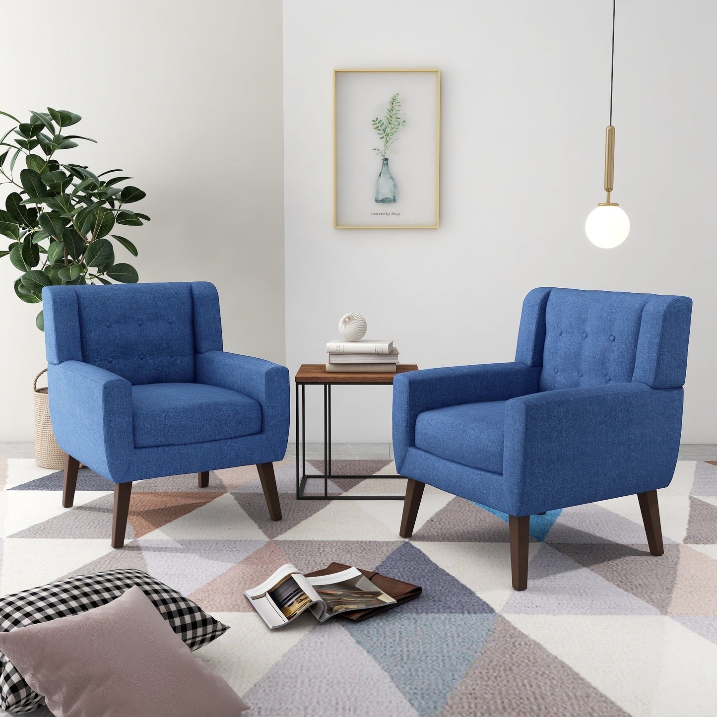 Cotton/ Linen Look Fabric Modern Accent Chair Armchair