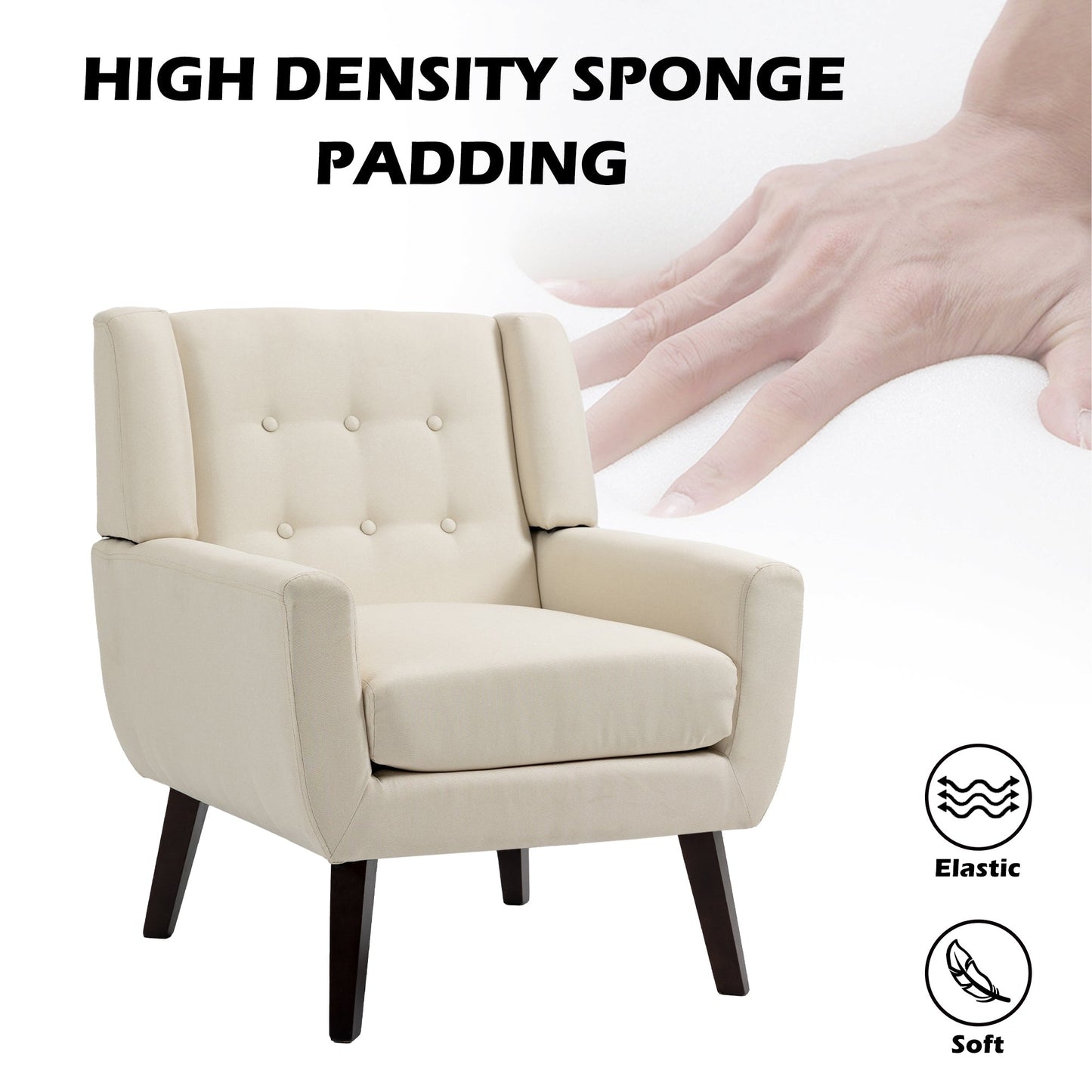 Cotton/ Linen Look Fabric Modern Accent Chair Armchair