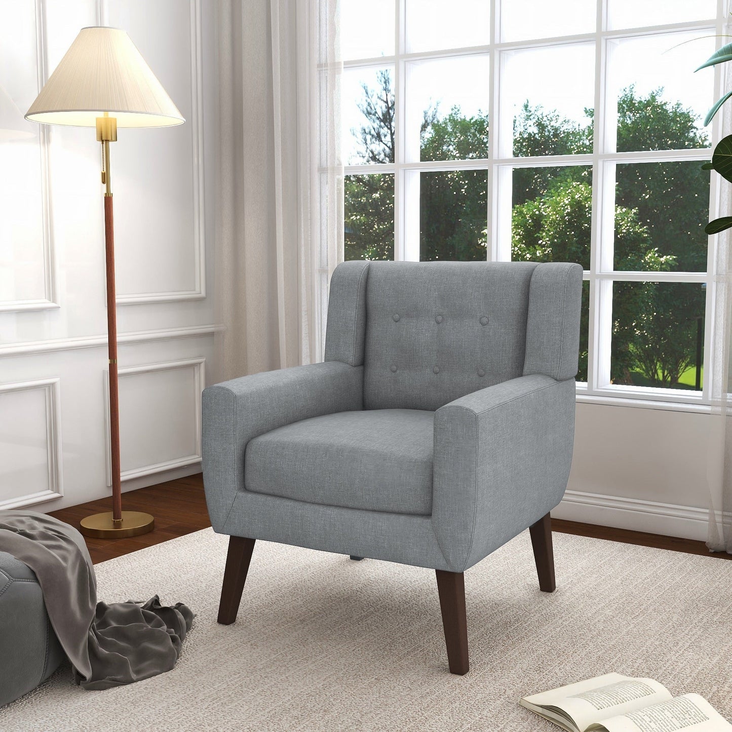 Cotton/ Linen Look Fabric Modern Accent Chair Armchair