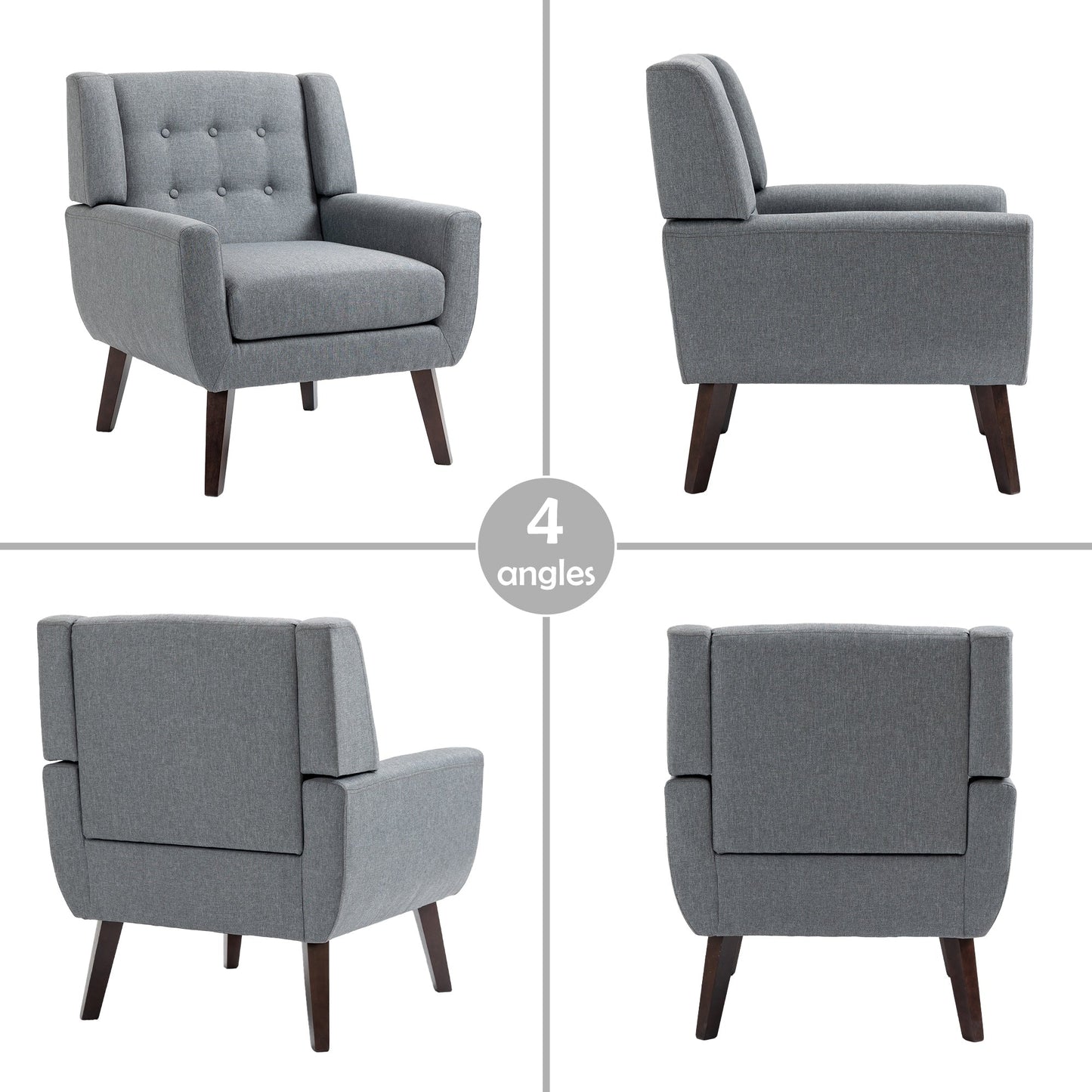 Cotton/ Linen Look Fabric Modern Accent Chair Armchair