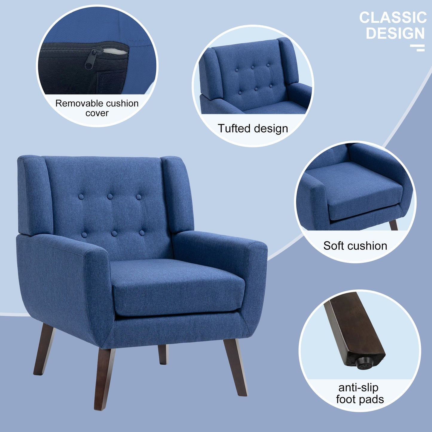 Cotton/ Linen Look Fabric Modern Accent Chair Armchair