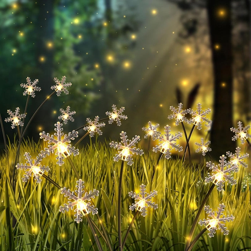 Low Voltage Solar Powered Integrated LED Snowflake Pathway Light (Set of 8)