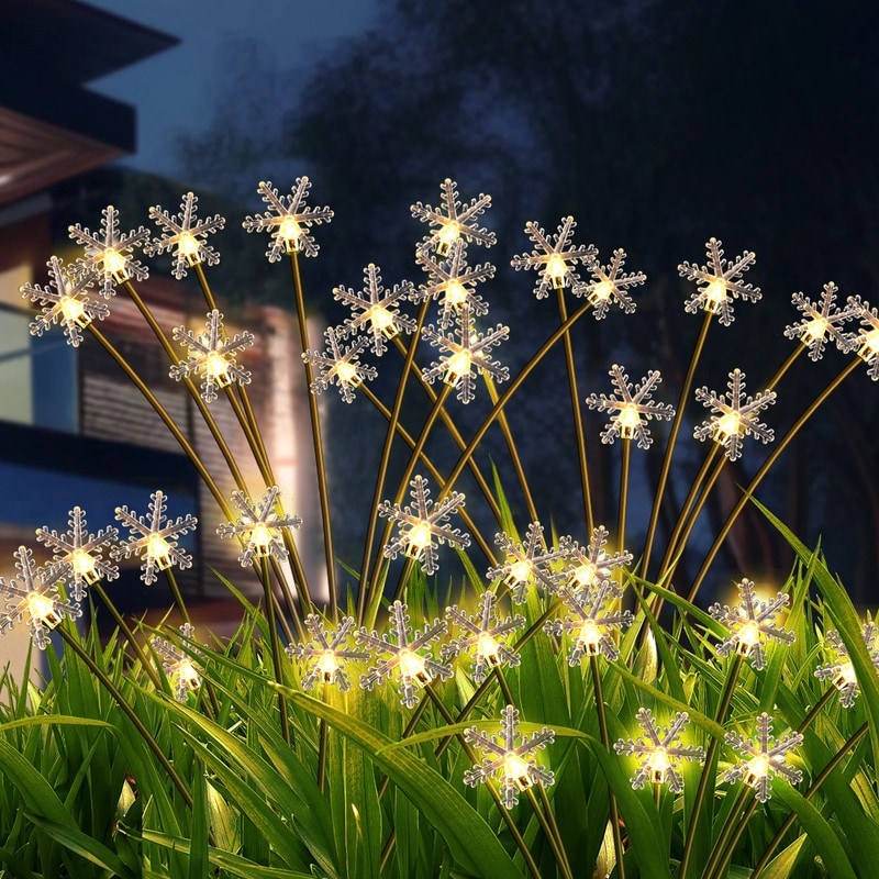 Low Voltage Solar Powered Integrated LED Snowflake Pathway Light (Set of 8)