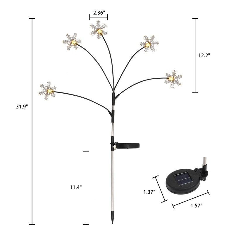 Low Voltage Solar Powered Integrated LED Snowflake Pathway Light (Set of 8)