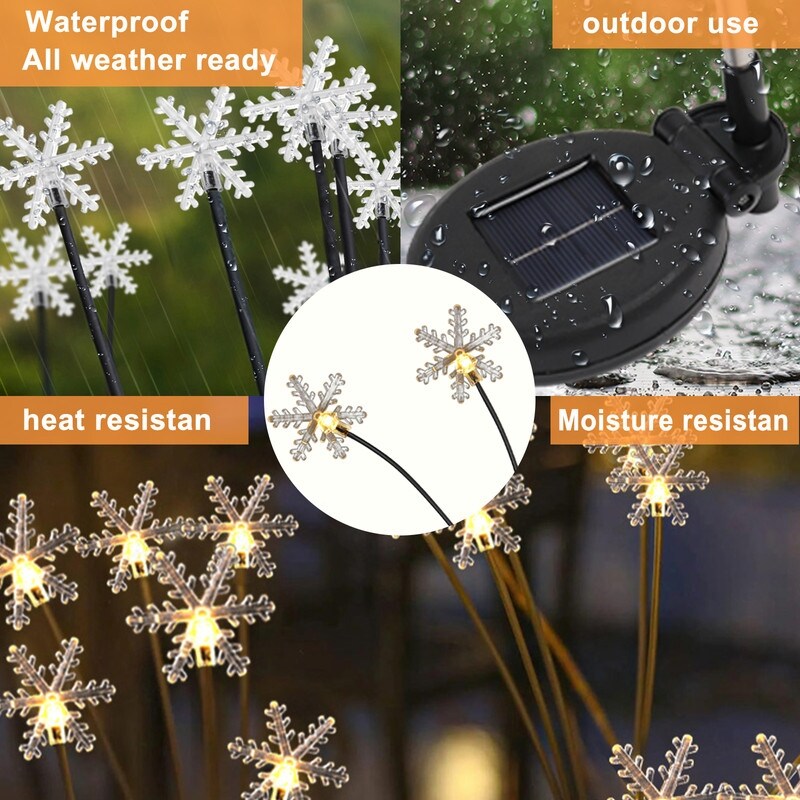 Low Voltage Solar Powered Integrated LED Snowflake Pathway Light (Set of 8)