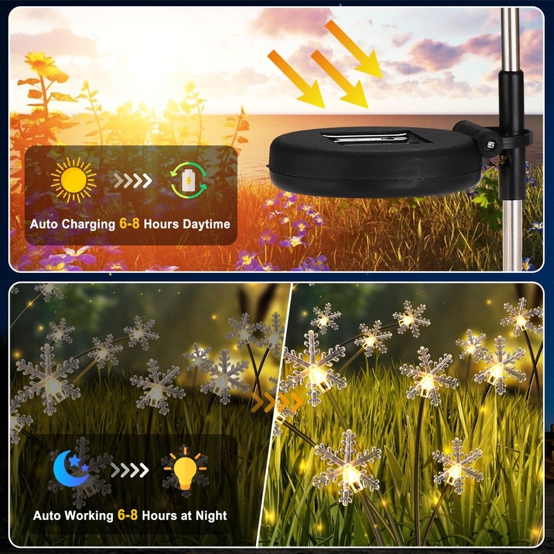 Low Voltage Solar Powered Integrated LED Snowflake Pathway Light (Set of 8)