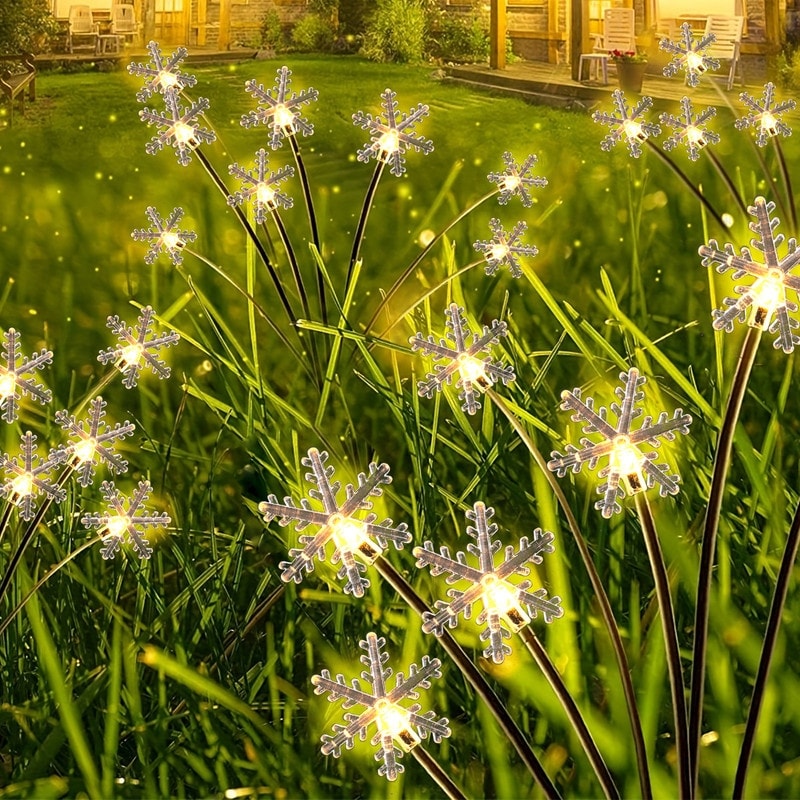 Low Voltage Solar Powered Integrated LED Snowflake Pathway Light (Set of 8)