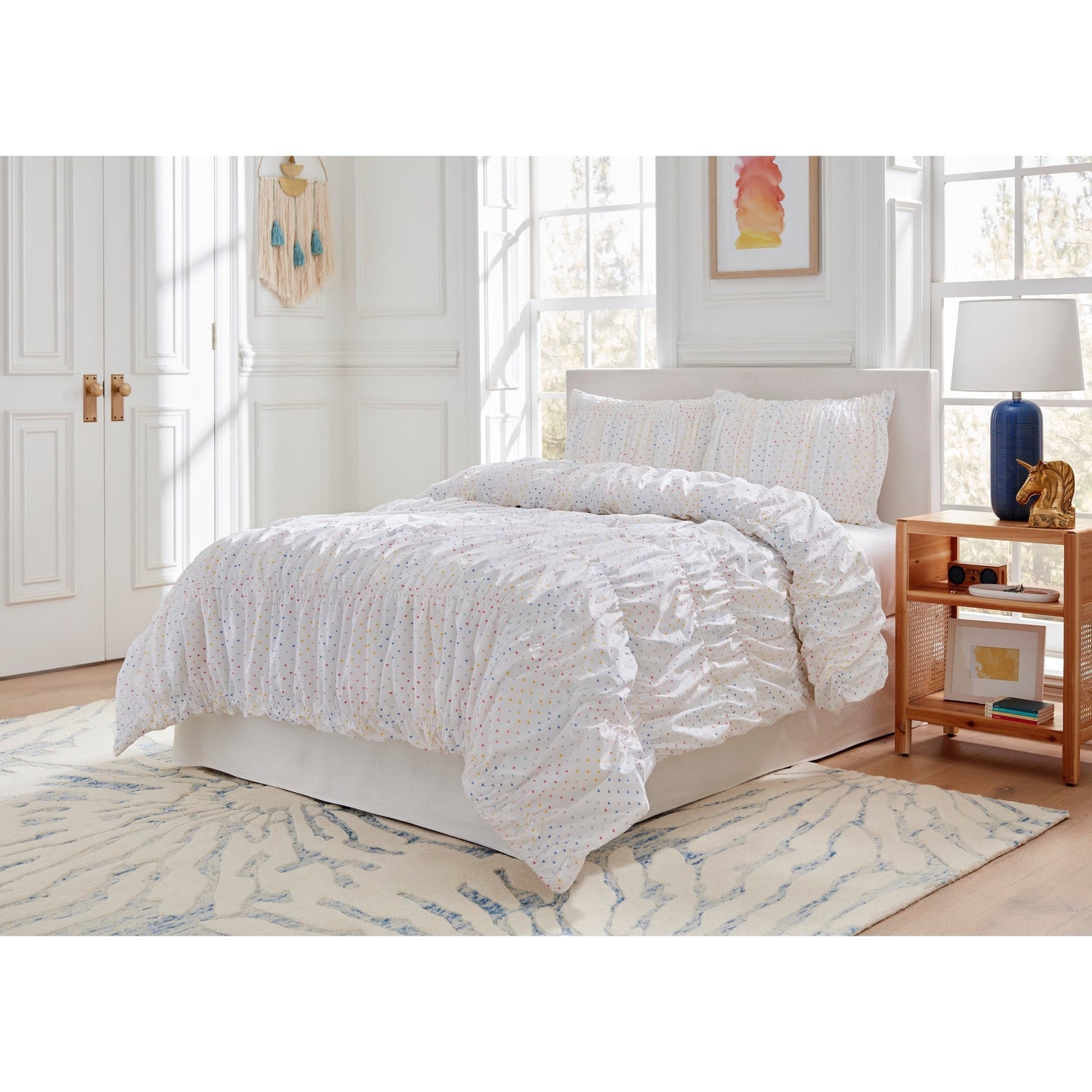 Lullaby Bedding Tiny Hearts Ruffled Cotton Duvet Set