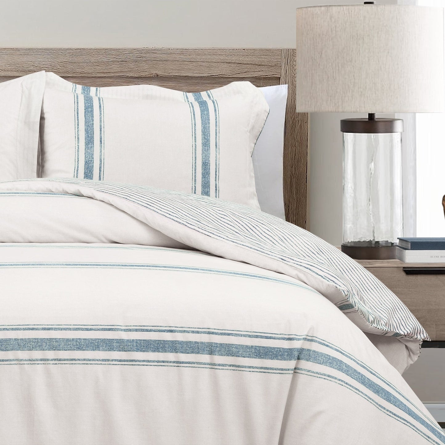 Lush Decor Farmhouse Stripe 3 Piece Duvet Cover Set
