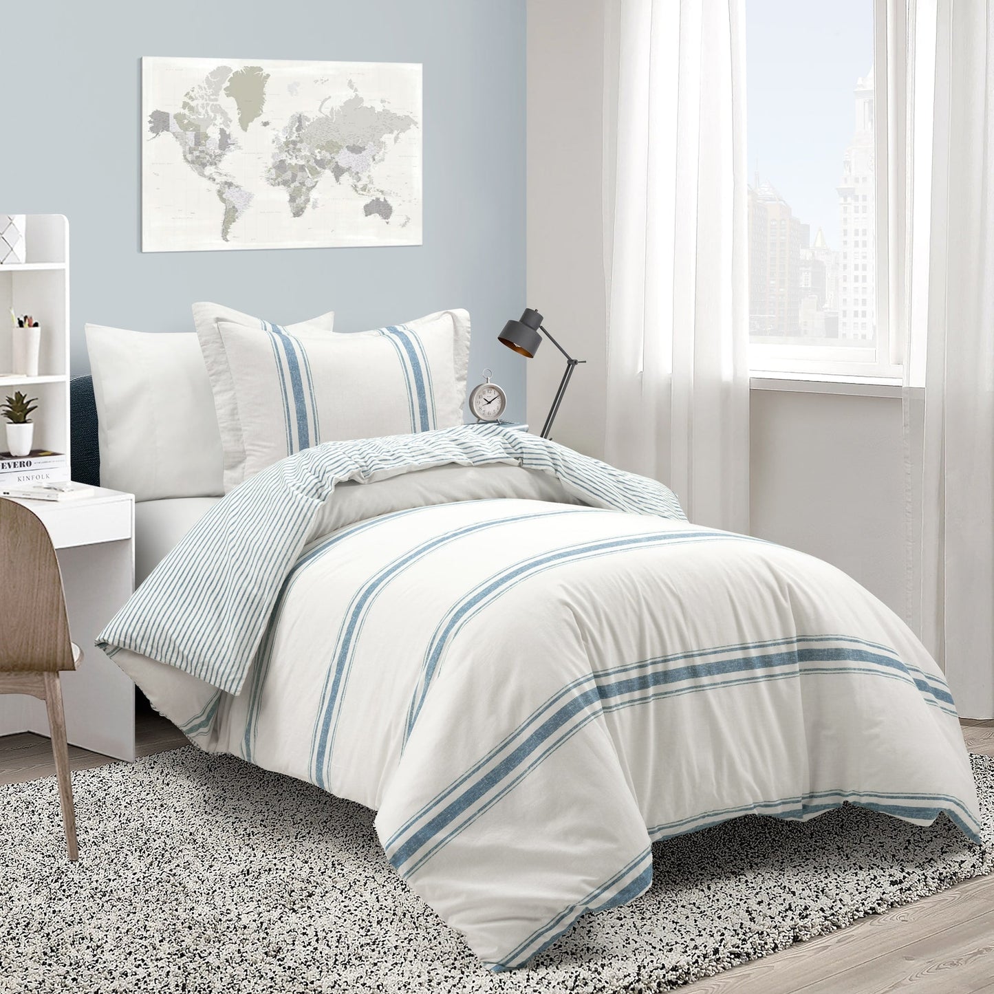 Lush Decor Farmhouse Stripe 3 Piece Duvet Cover Set