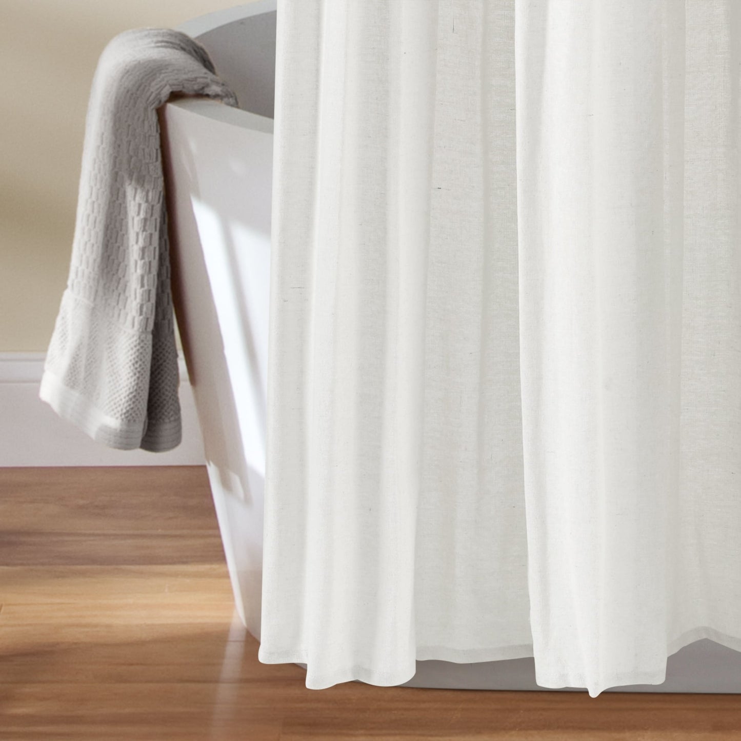 Lush Decor Two-tone Linen Button Shower Curtain