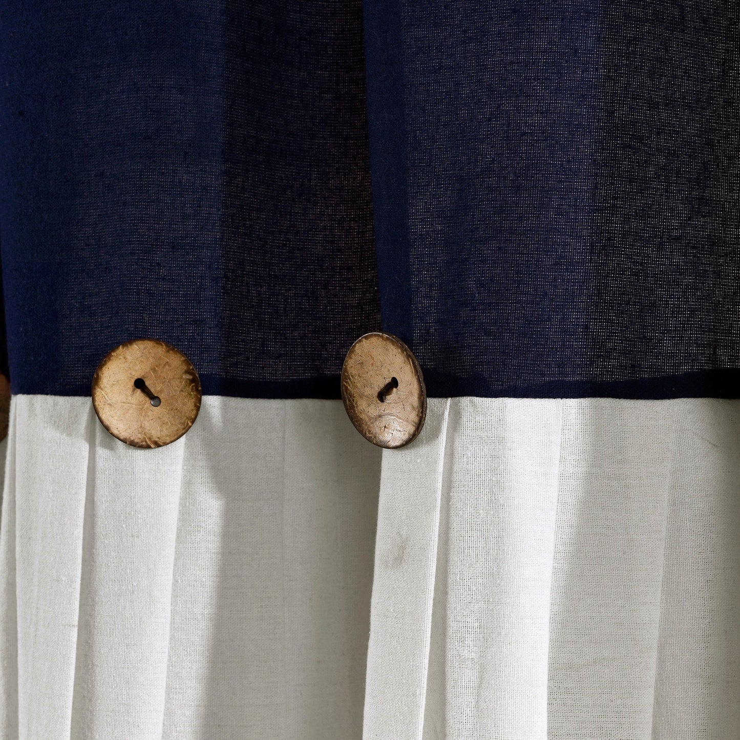 Lush Decor Two-tone Linen Button Shower Curtain